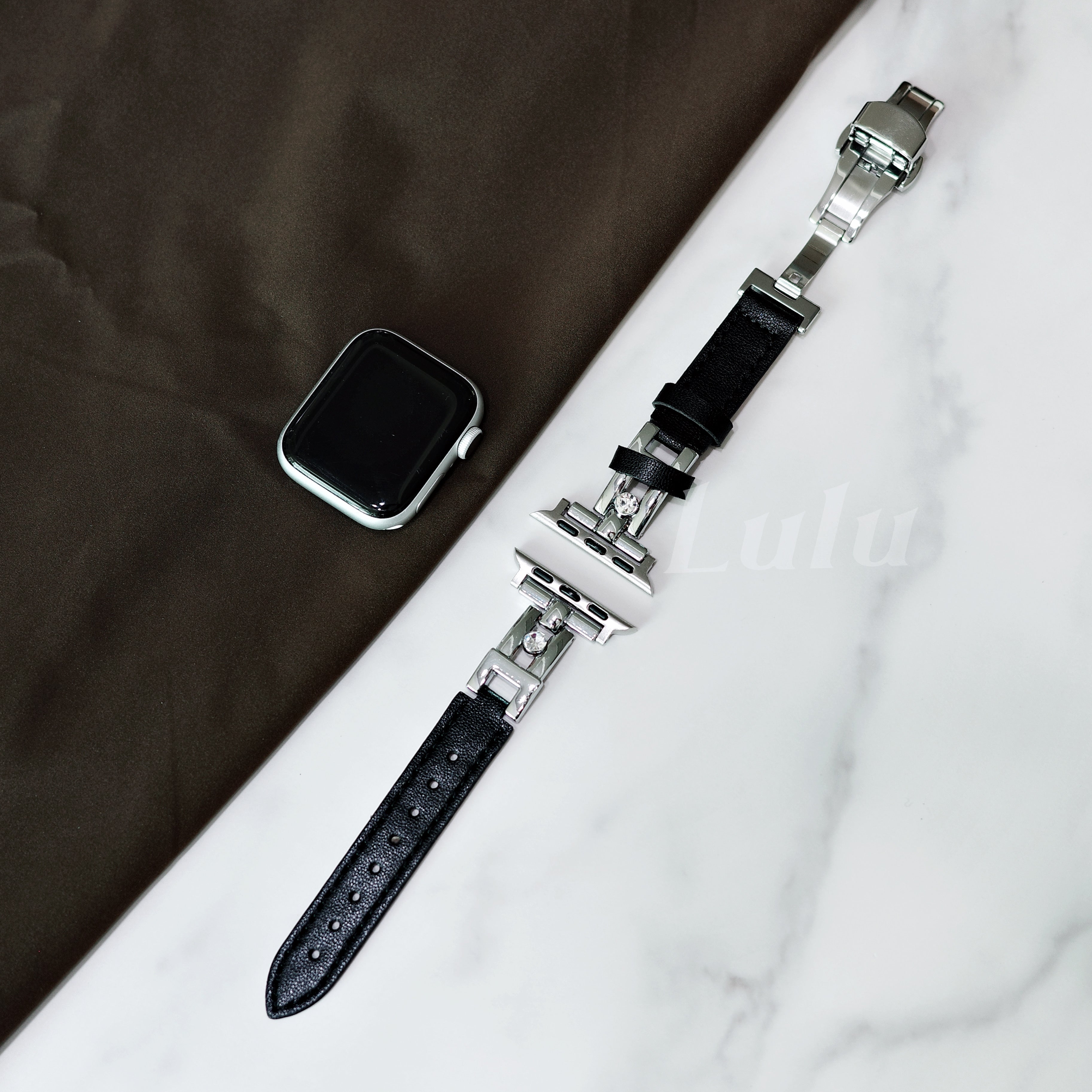 Black Leather Apple Watch Band