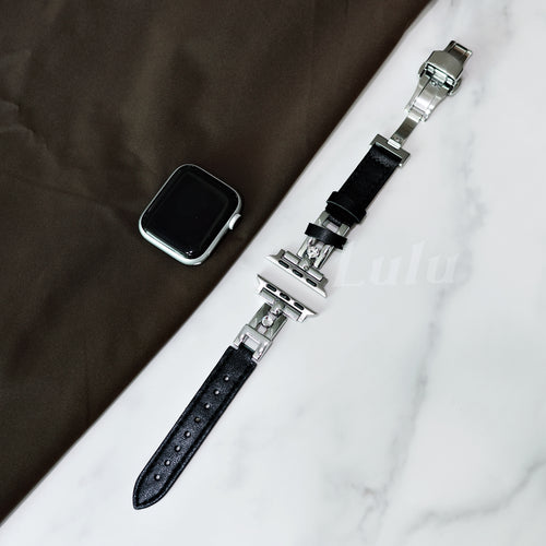 Black Leather Apple Watch Band