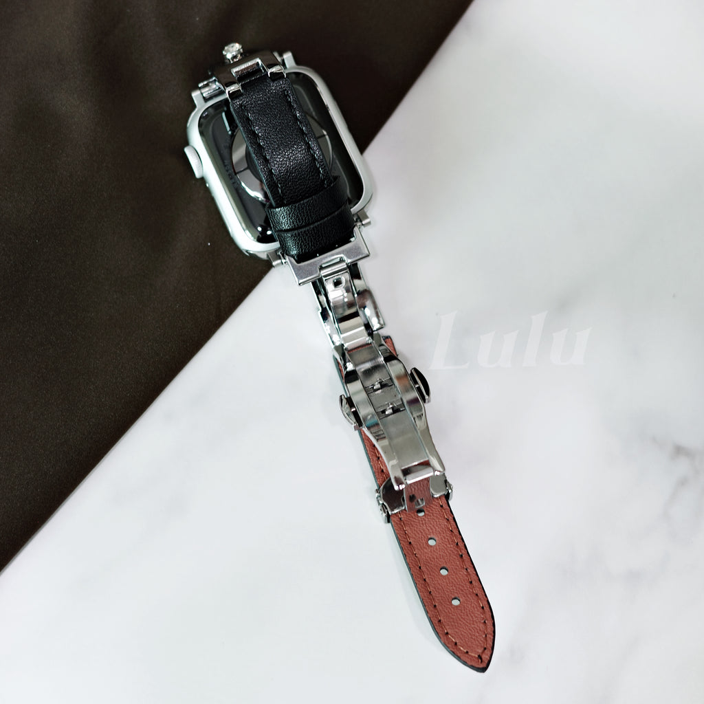 Black Leather Apple Watch Band