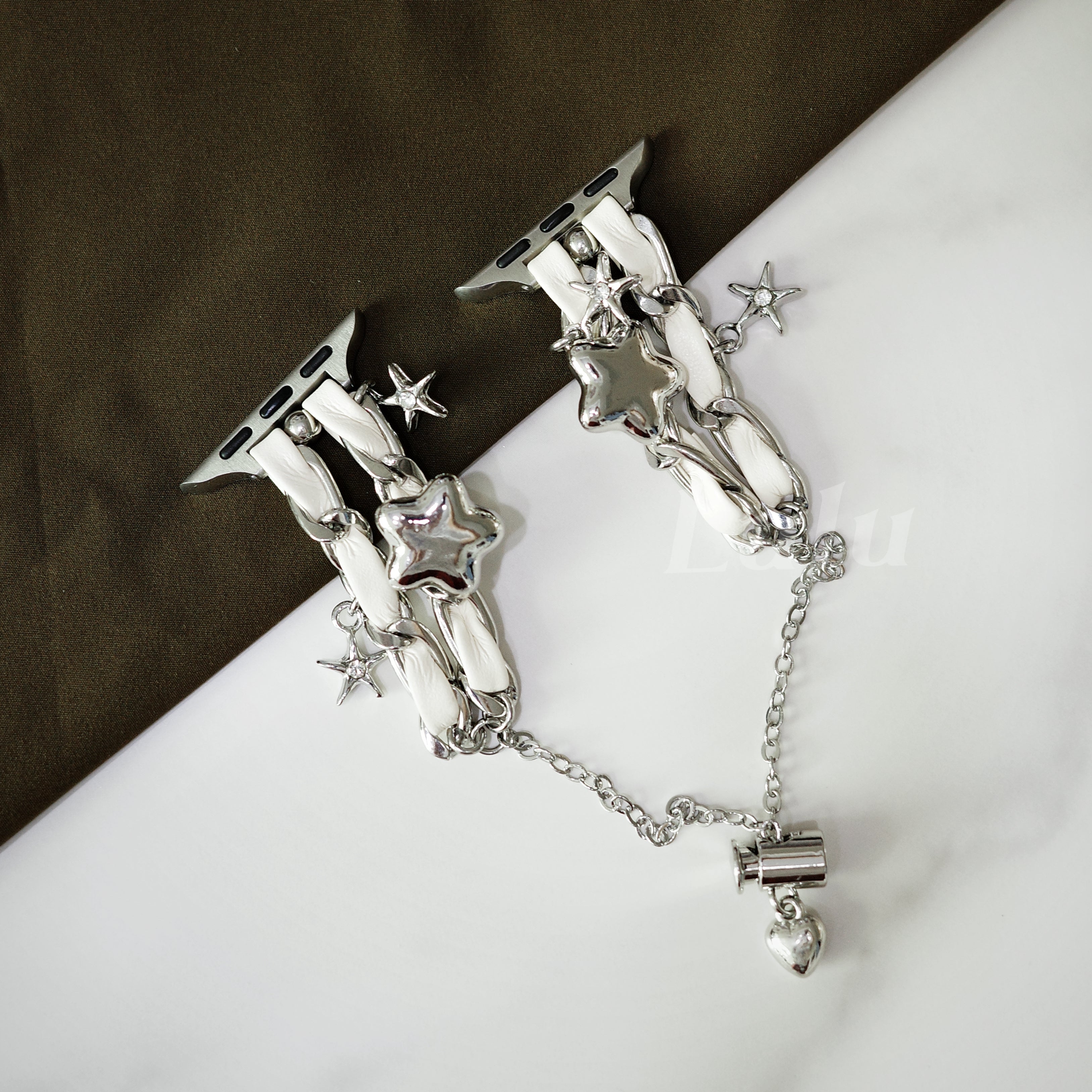 White Leather Chain Apple Watch Band