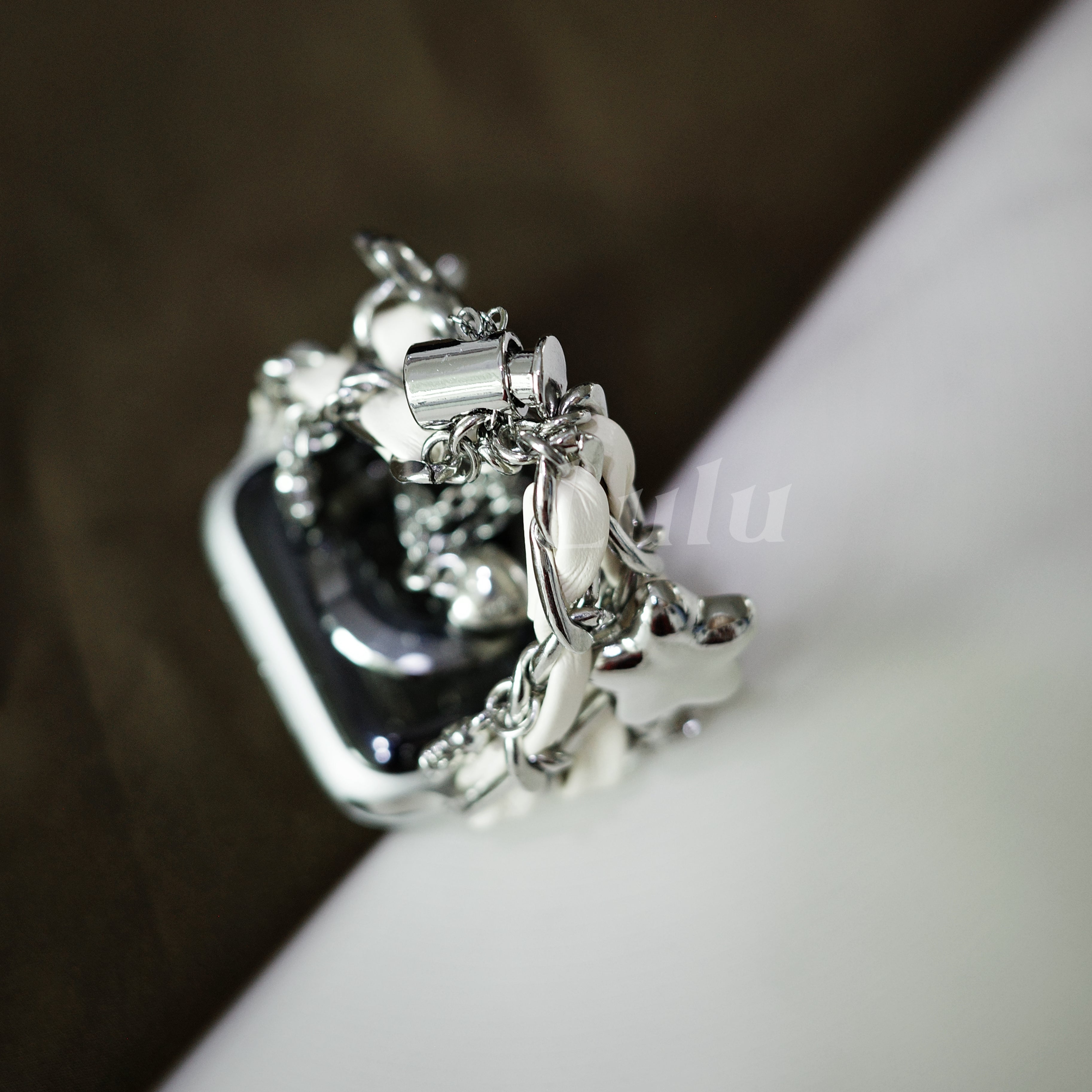 White Leather Chain Apple Watch Band